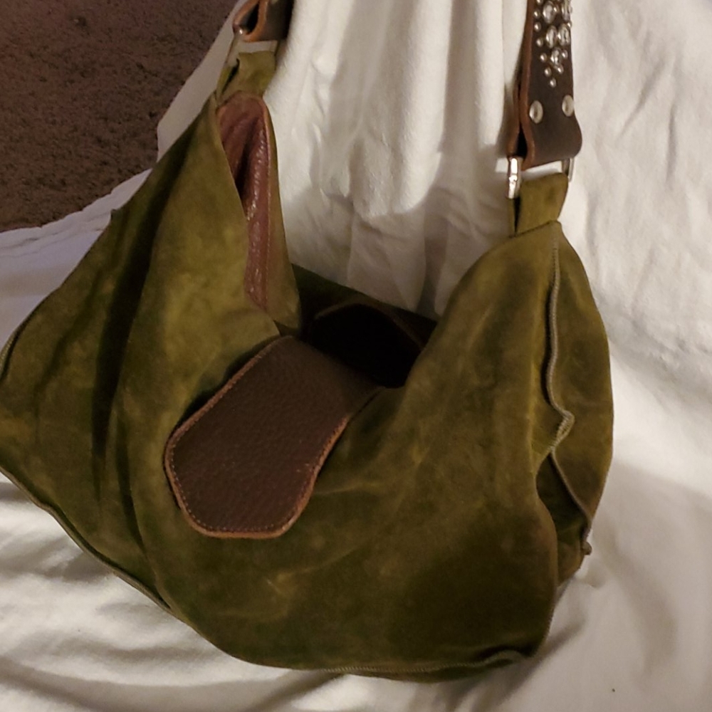 Over the shoulder green hobo purse